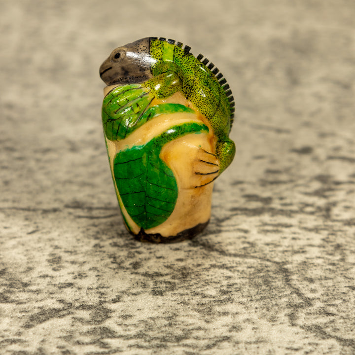 Green Iguana Lizard Tagua Nut Carving
