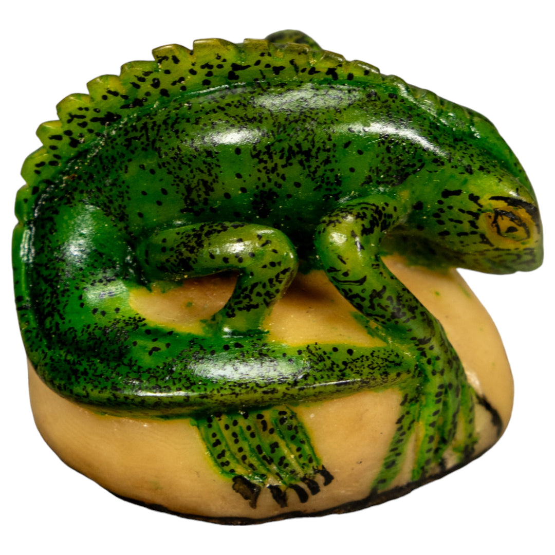 Green Iguana Lizard Tagua Nut Carving