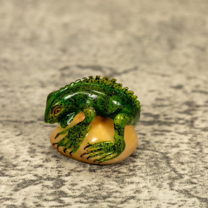 Green Iguana Lizard Tagua Nut Carving
