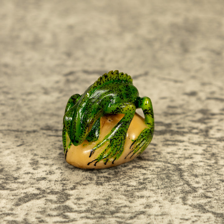 Green Iguana Lizard Tagua Nut Carving