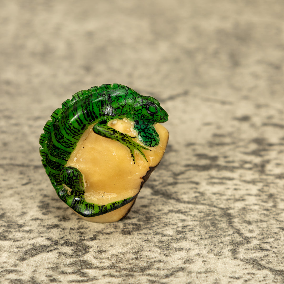 Green Iguana Lizard Tagua Nut Carving