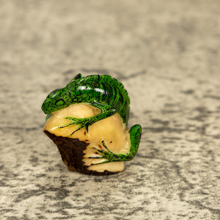 Green Iguana Lizard Tagua Nut Carving