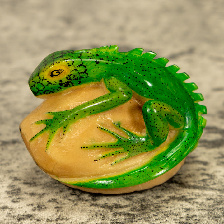 Green Iguana Lizard Tagua Nut Carving