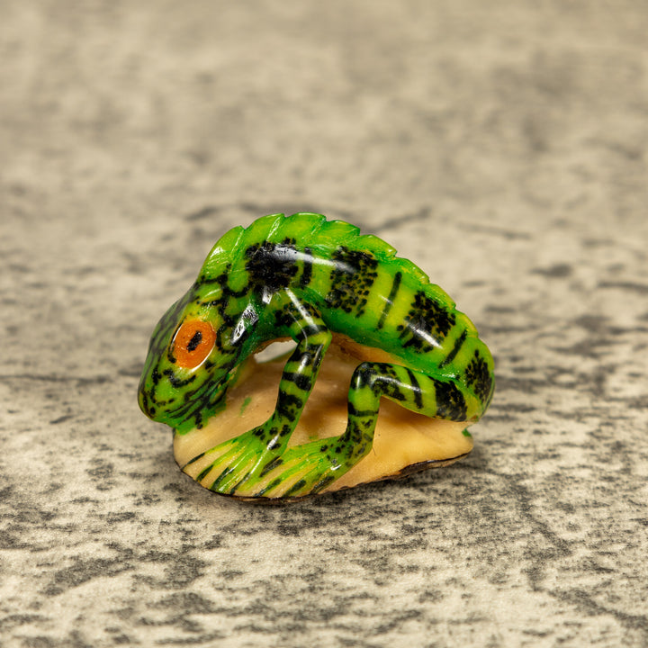 Green Iguana Lizard Tagua Nut Carving