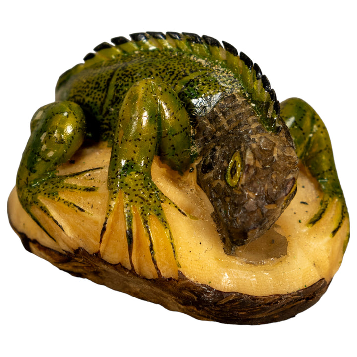 Green Iguana Lizard Tagua Nut Carving