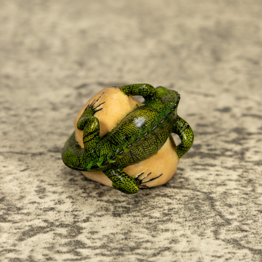 Green Iguana Lizard Tagua Nut Carving