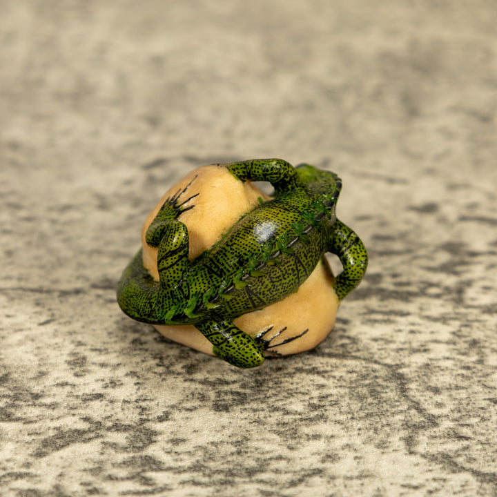Green Iguana Lizard Tagua Nut Carving