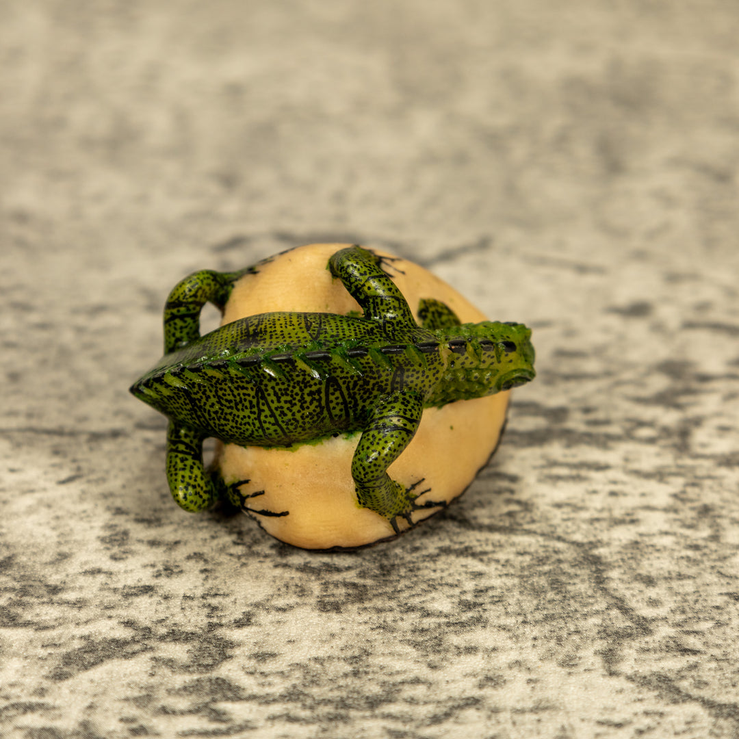 Green Iguana Lizard Tagua Nut Carving