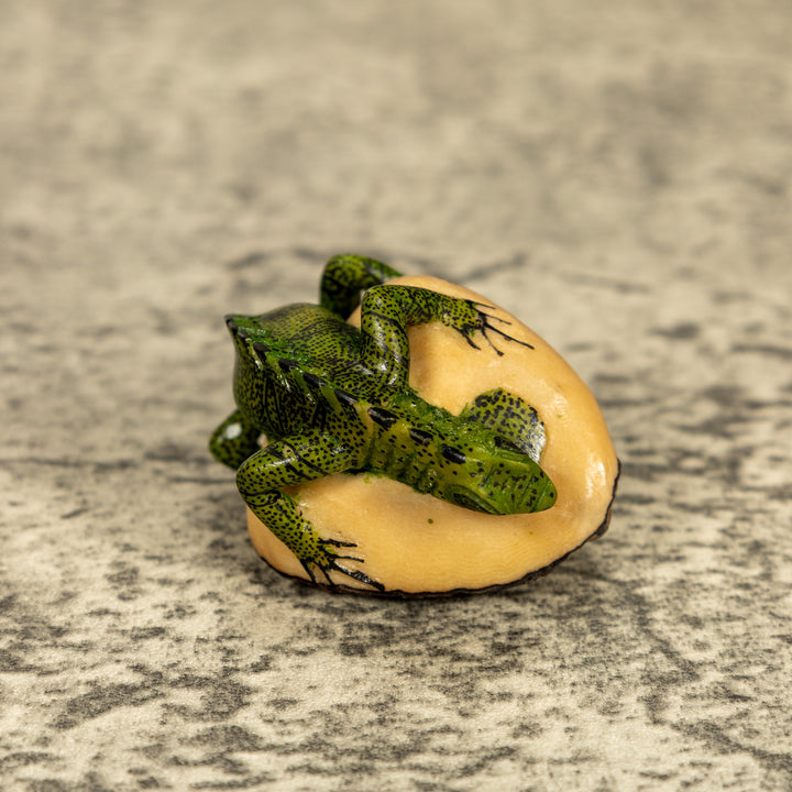 Green Iguana Lizard Tagua Nut Carving