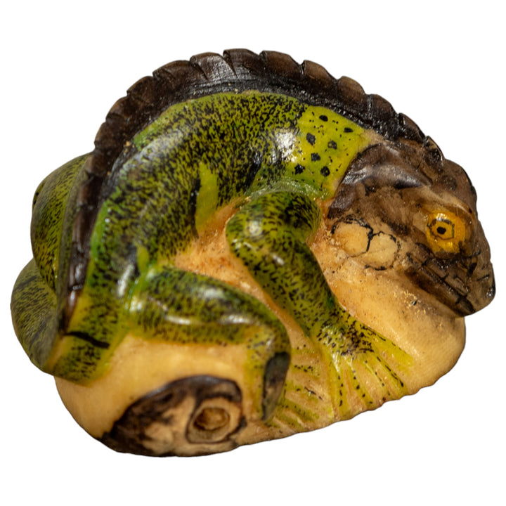 Green Iguana Lizard Tagua Nut Carving