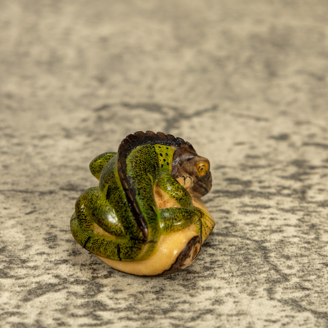 Green Iguana Lizard Tagua Nut Carving