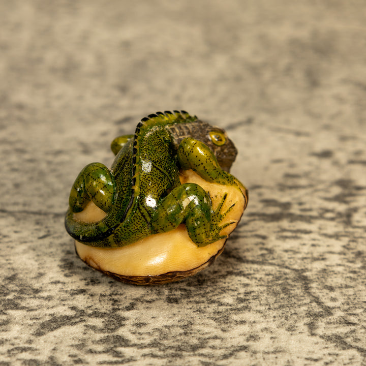 Green Iguana Lizard Tagua Nut Carving