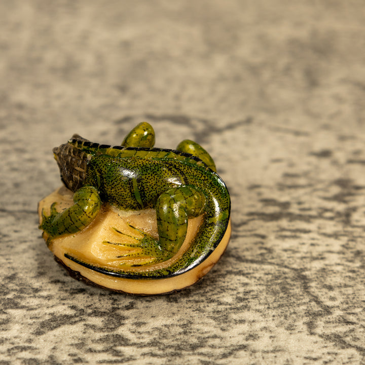 Green Iguana Lizard Tagua Nut Carving