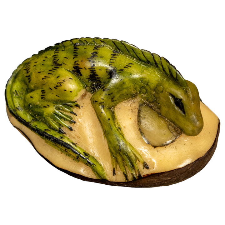 Green Iguana Lizard Tagua Nut Carving