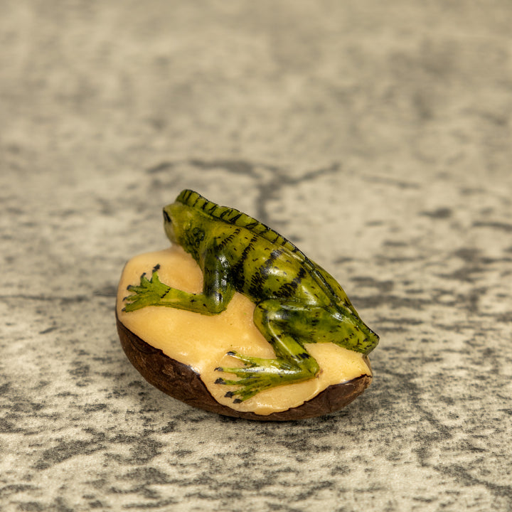 Green Iguana Lizard Tagua Nut Carving