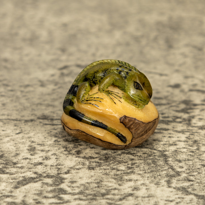 Green Iguana Lizard Tagua Nut Carving