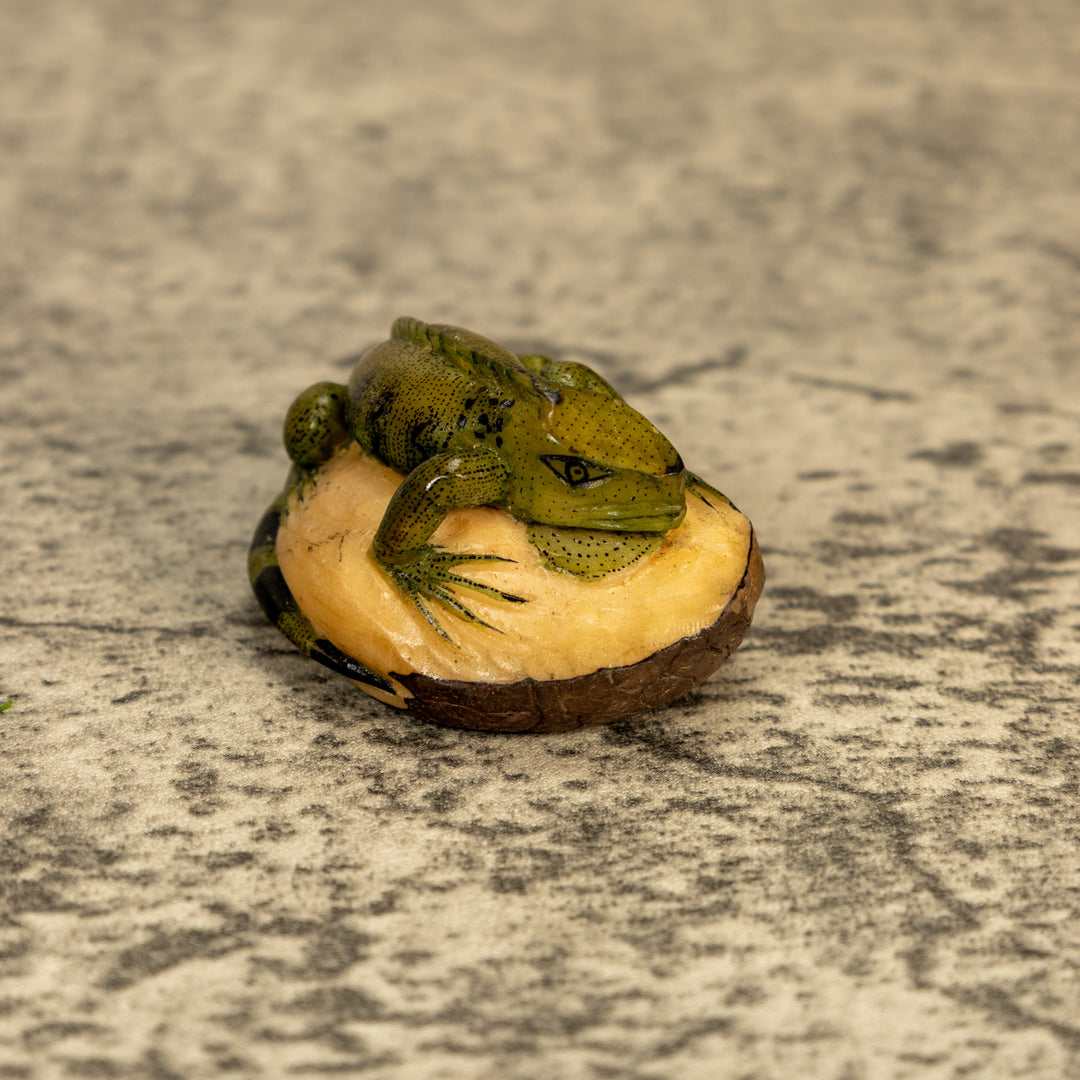 Green Iguana Lizard Tagua Nut Carving