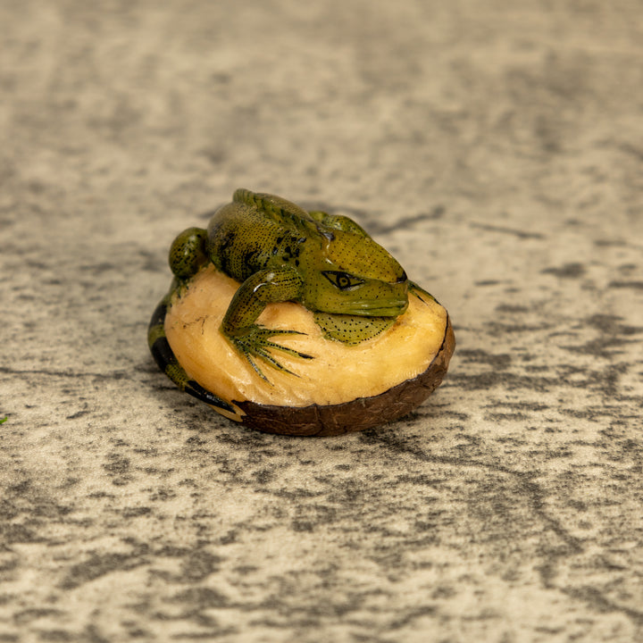 Green Iguana Lizard Tagua Nut Carving