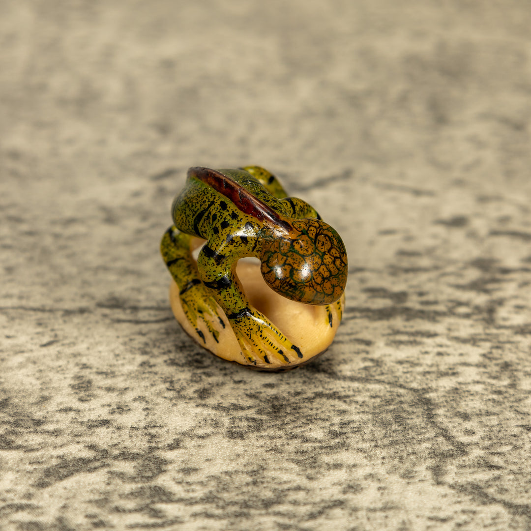 Green Iguana Lizard Tagua Nut Carving