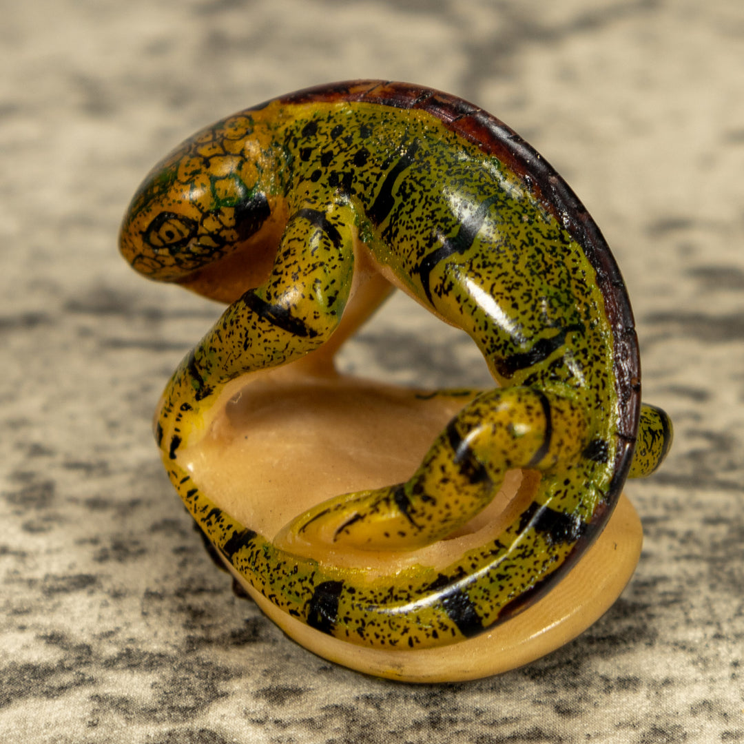 Green Iguana Lizard Tagua Nut Carving