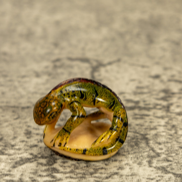 Green Iguana Lizard Tagua Nut Carving