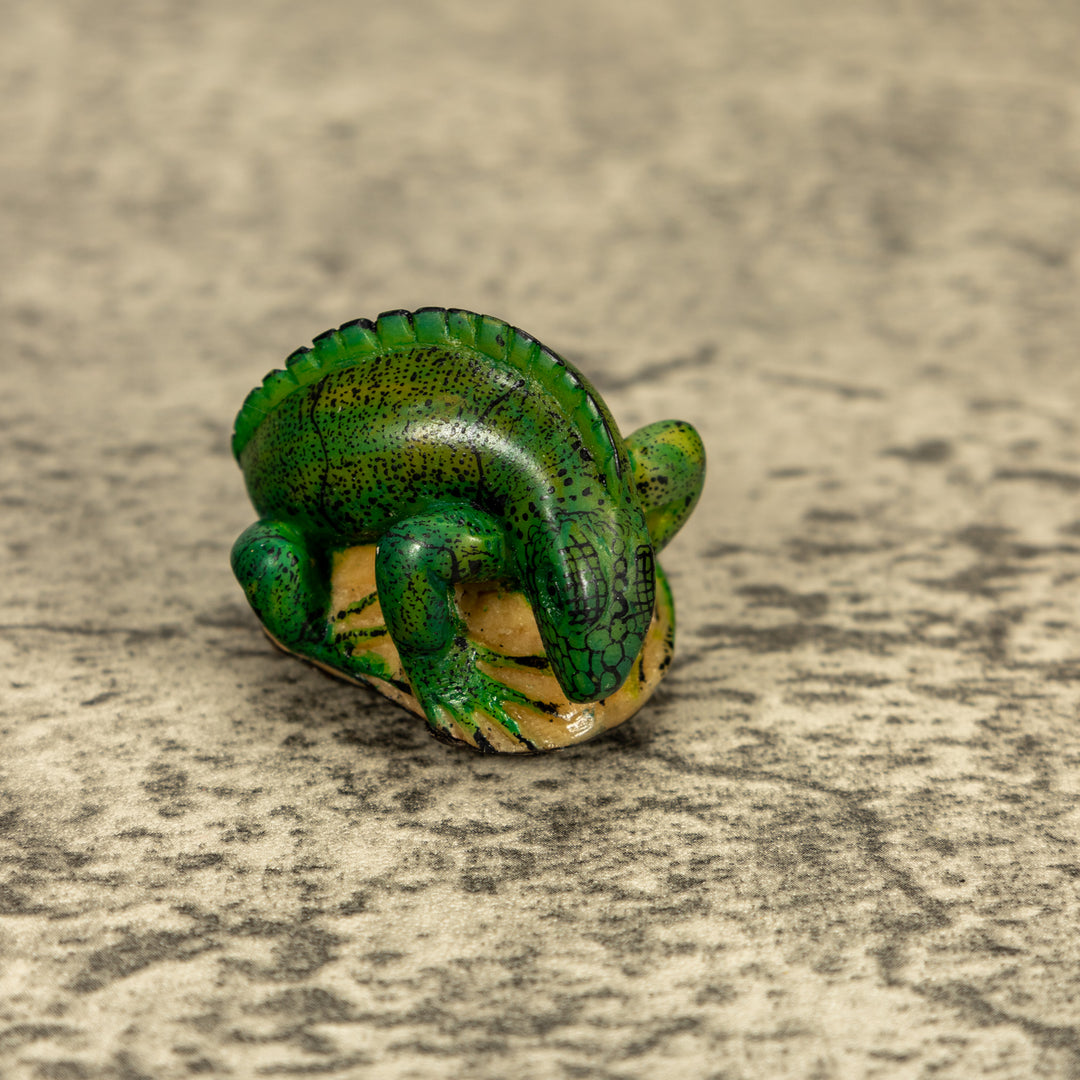 Green Iguana Lizard Tagua Nut Carving