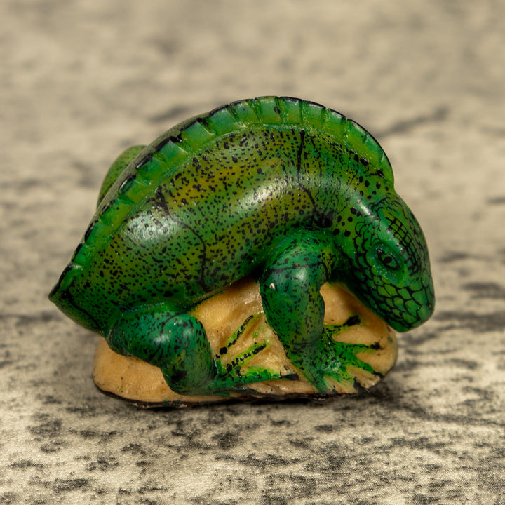 Green Iguana Lizard Tagua Nut Carving