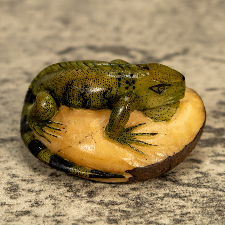Green Iguana Lizard Tagua Nut Carving