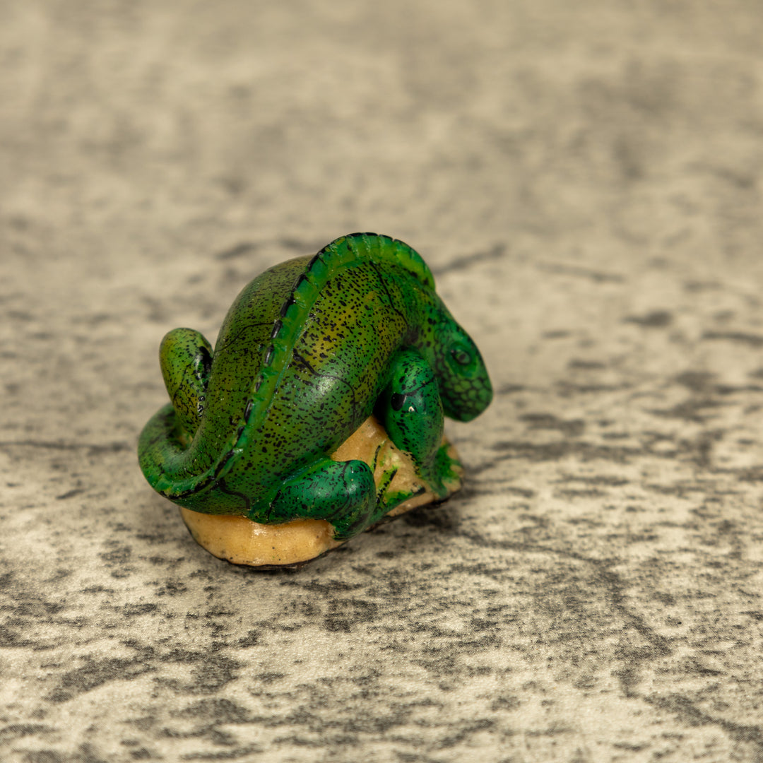 Green Iguana Lizard Tagua Nut Carving