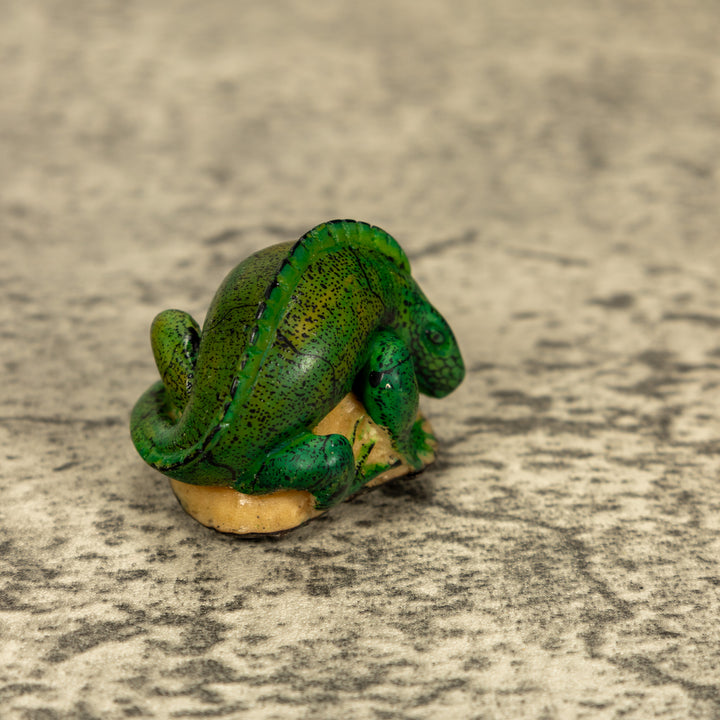 Green Iguana Lizard Tagua Nut Carving