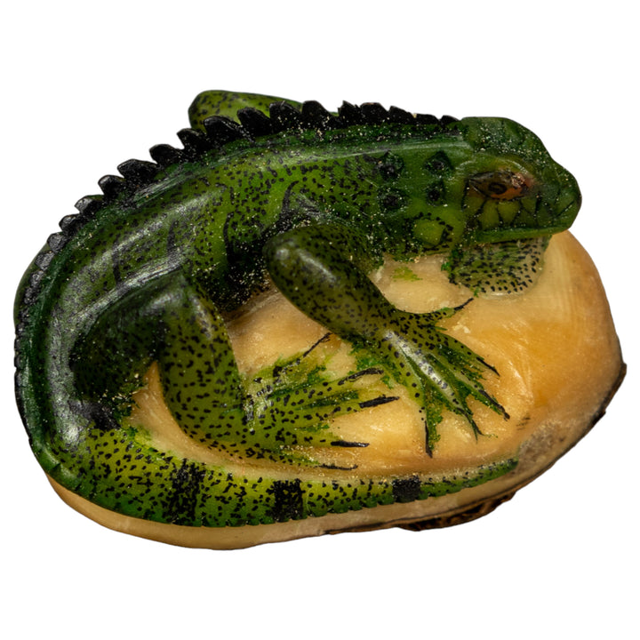 Green Iguana Lizard Tagua Nut Carving