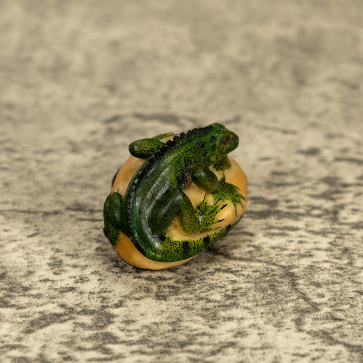 Green Iguana Lizard Tagua Nut Carving