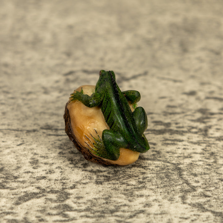 Green Iguana Lizard Tagua Nut Carving