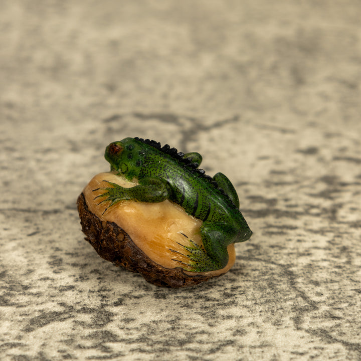 Green Iguana Lizard Tagua Nut Carving