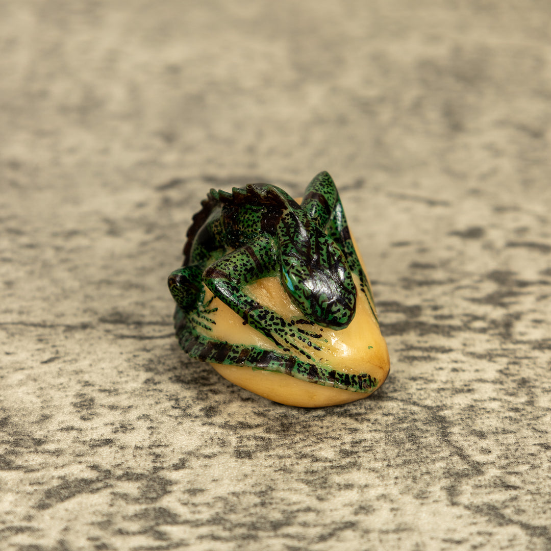 Green Iguana Lizard Tagua Nut Carving