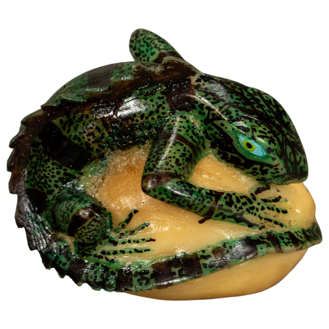 Green Iguana Lizard Tagua Nut Carving