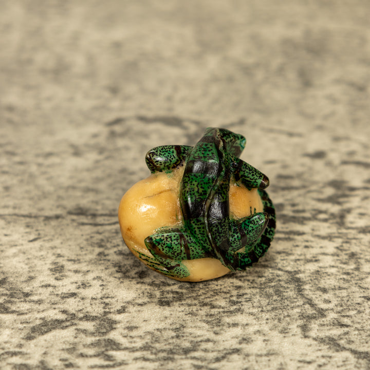 Green Iguana Lizard Tagua Nut Carving