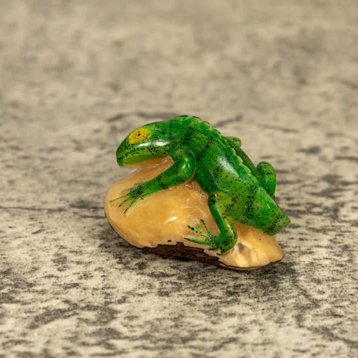 Green Iguana Lizard Tagua Nut Carving