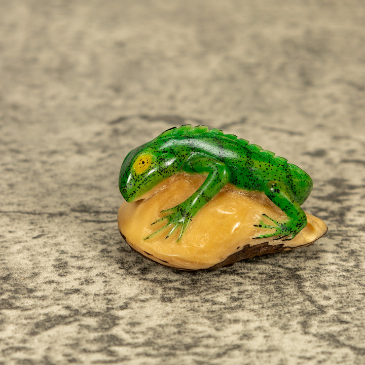 Green Iguana Lizard Tagua Nut Carving