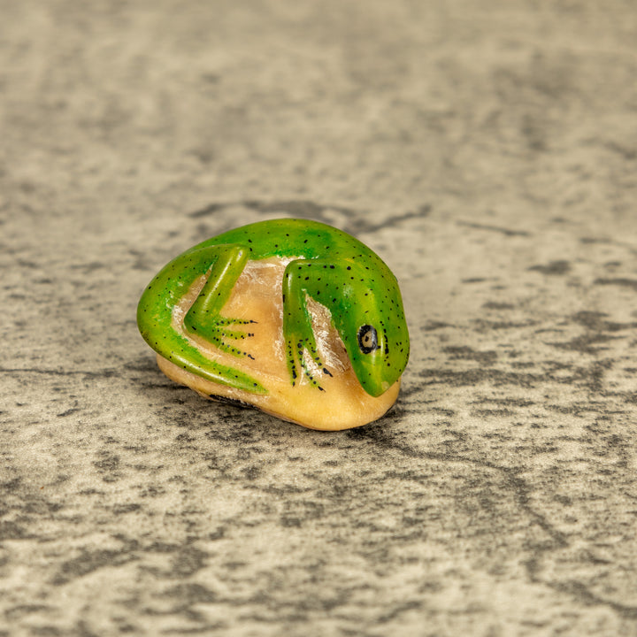 Green Gecko Lizard Tagua Nut Carving
