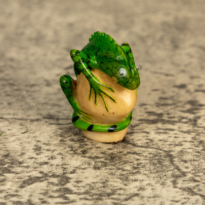 Green Iguana Lizard Tagua Nut Carving
