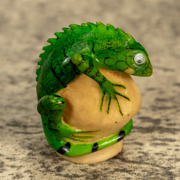 Green Iguana Lizard Tagua Nut Carving