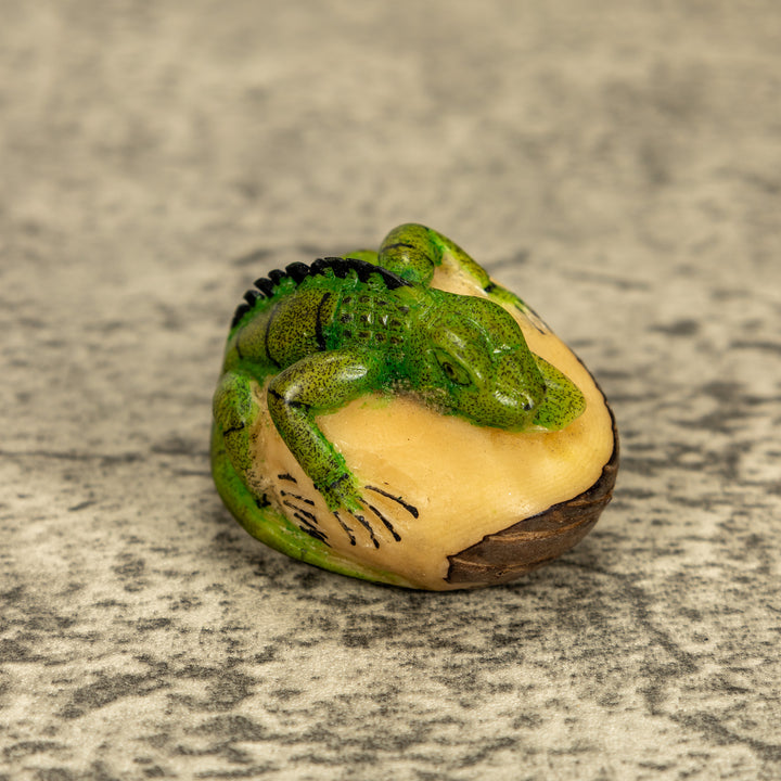 Green Iguana Lizard Tagua Nut Carving