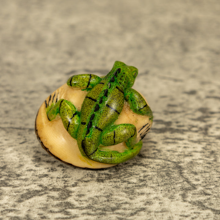 Green Iguana Lizard Tagua Nut Carving