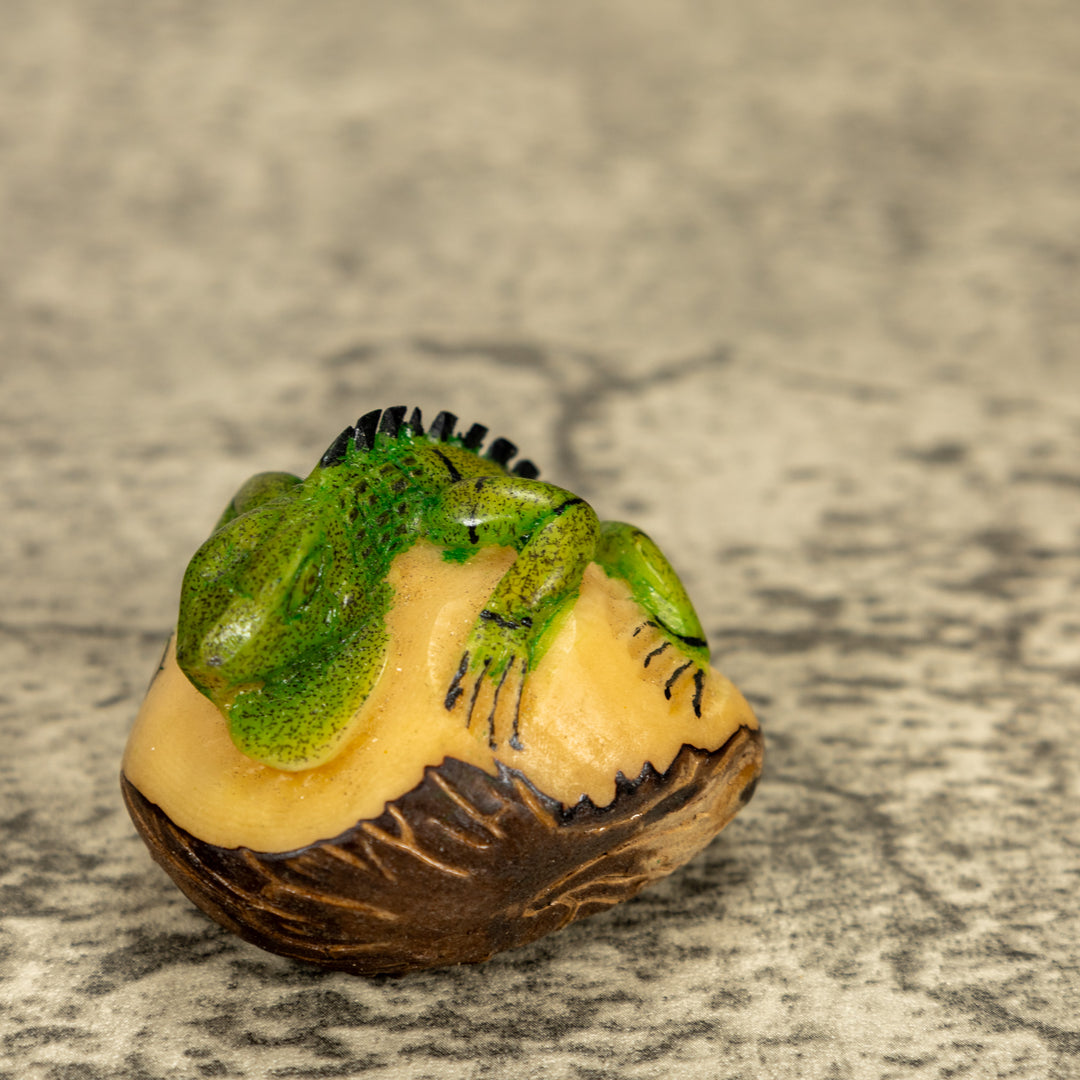 Green Iguana Lizard Tagua Nut Carving