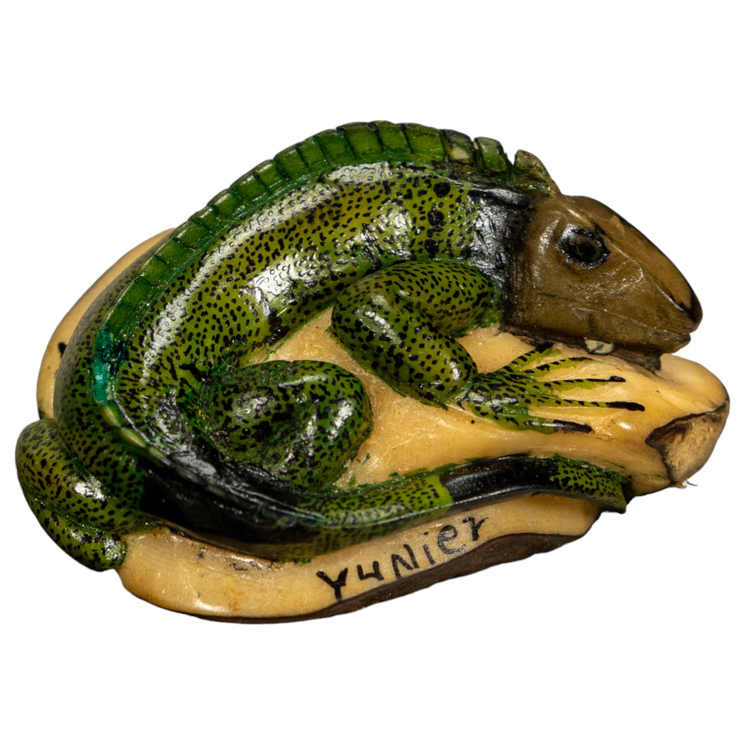 Green Iguana Lizard Tagua Nut Carving