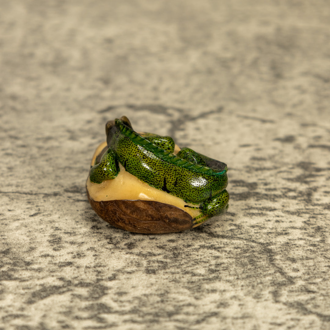 Green Iguana Lizard Tagua Nut Carving