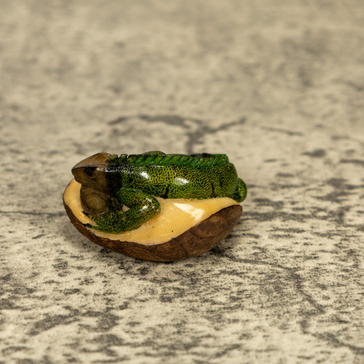 Green Iguana Lizard Tagua Nut Carving