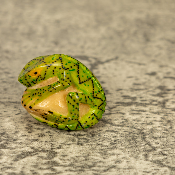 Green Iguana Lizard Tagua Nut Carving