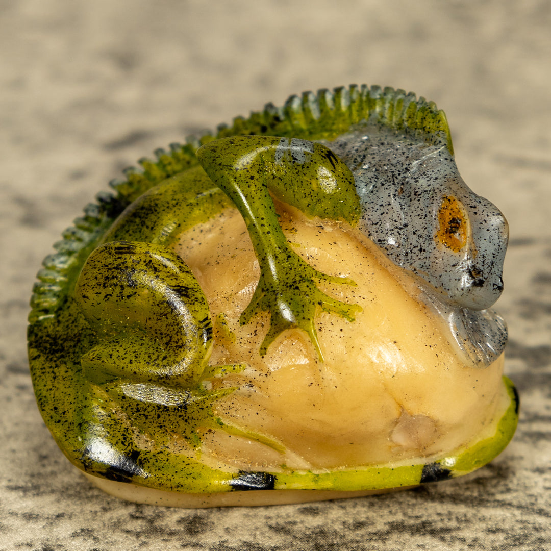 Green Iguana Lizard Tagua Nut Carving